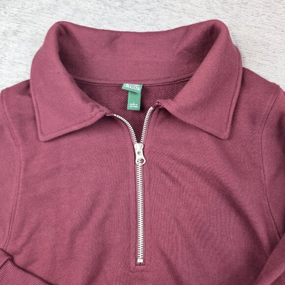 Wild Fable Polo Collar Pullover Sweatshirt Size L Oxblood Burgundy Raglan Sleeve - Picture 3 of 7